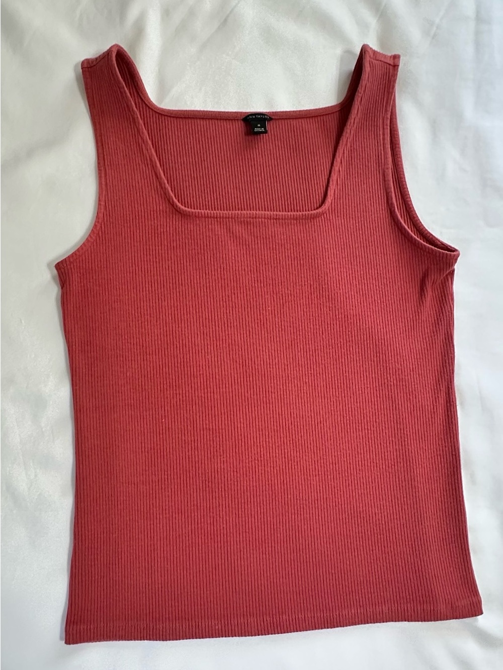 Ann Taylor Ribbed Square-Neck Tank Top - Rose